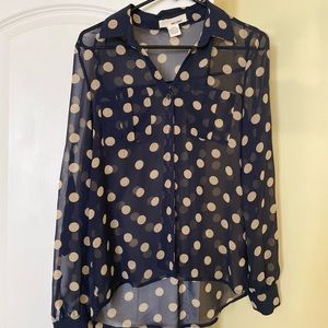 Women’s sheer button-down blouse, small. BOGO SALE
